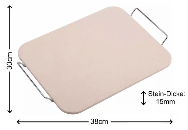 Hochwertiger Pizzastein Set 38 x 30cm inkl. Halter und Schneider