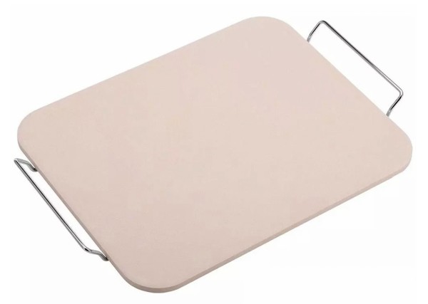 Hochwertiger Pizzastein Set 38 x 30cm inkl. Halter und Schneider